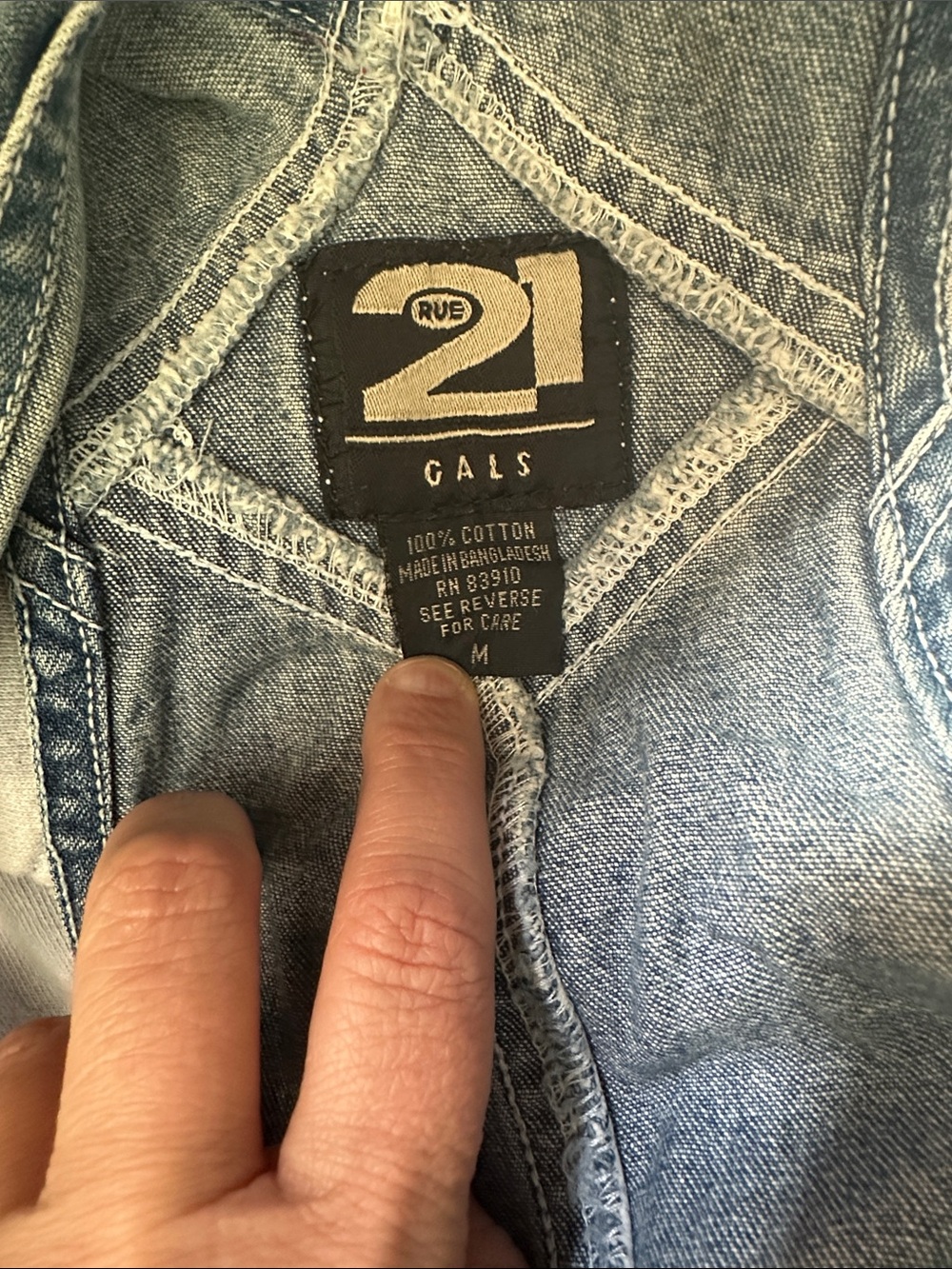 Rue21 gals Vintage 90’s Y2K 100% Cotton Denim Short Overalls Size M - Picture 10 of 14